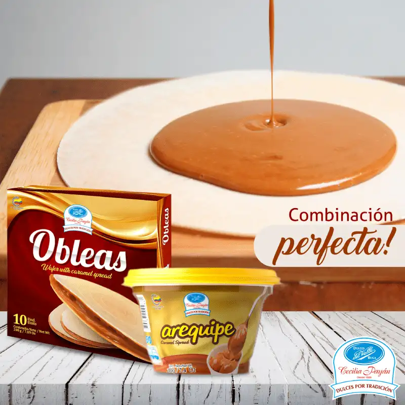Qué hacer en Buga: Guía de Actividades, Fe y Cultura #1 4 Publicidad de productos Dulces del Valle: Obleas con relleno de arequipe cremoso para una combinación perfecta.